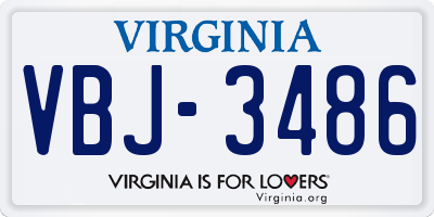VA license plate VBJ3486