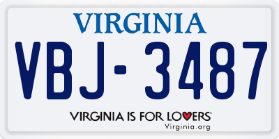 VA license plate VBJ3487