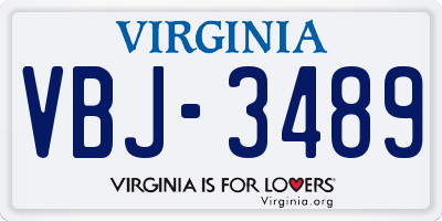 VA license plate VBJ3489