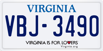 VA license plate VBJ3490
