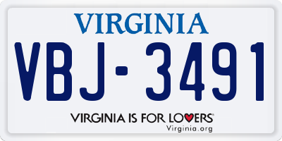 VA license plate VBJ3491