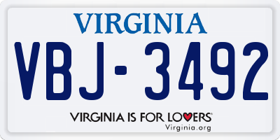 VA license plate VBJ3492