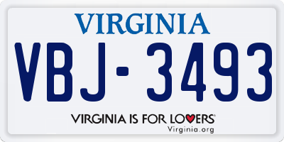 VA license plate VBJ3493