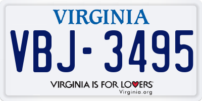 VA license plate VBJ3495