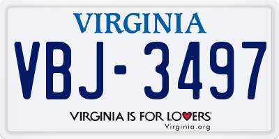 VA license plate VBJ3497
