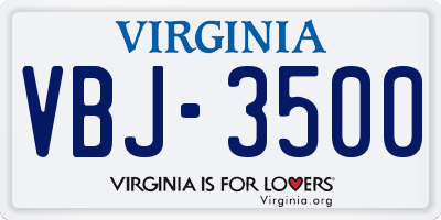 VA license plate VBJ3500