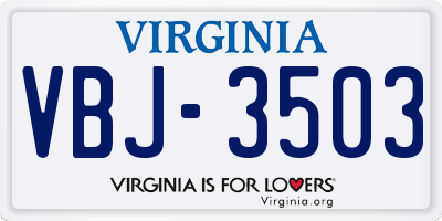 VA license plate VBJ3503