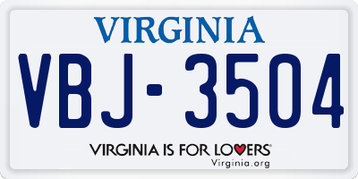 VA license plate VBJ3504