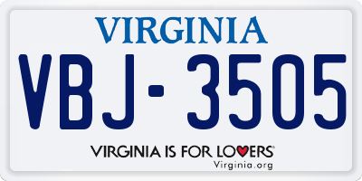 VA license plate VBJ3505