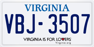 VA license plate VBJ3507