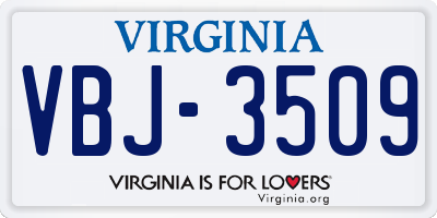 VA license plate VBJ3509
