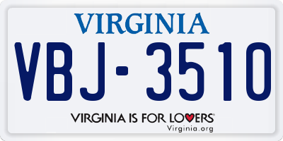 VA license plate VBJ3510