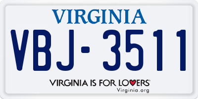 VA license plate VBJ3511