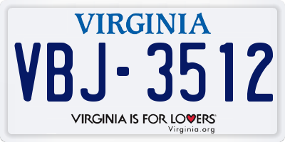 VA license plate VBJ3512