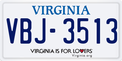 VA license plate VBJ3513