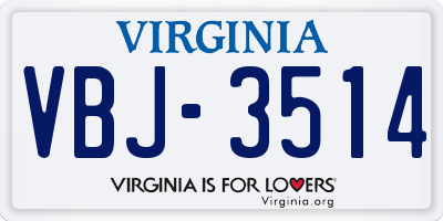 VA license plate VBJ3514