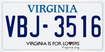 VA license plate VBJ3516