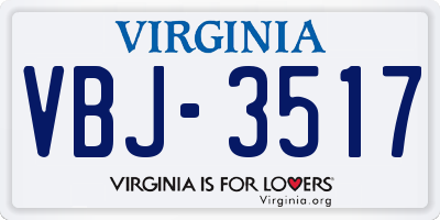 VA license plate VBJ3517