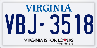 VA license plate VBJ3518