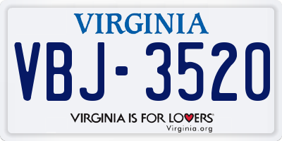 VA license plate VBJ3520