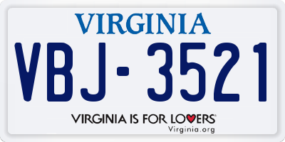 VA license plate VBJ3521