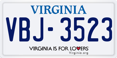 VA license plate VBJ3523