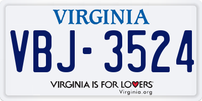 VA license plate VBJ3524