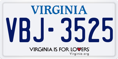 VA license plate VBJ3525