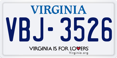 VA license plate VBJ3526