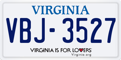 VA license plate VBJ3527