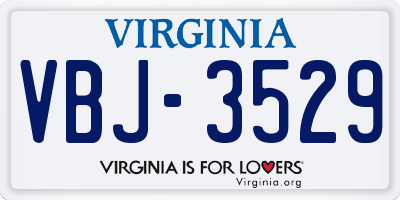 VA license plate VBJ3529
