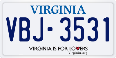VA license plate VBJ3531