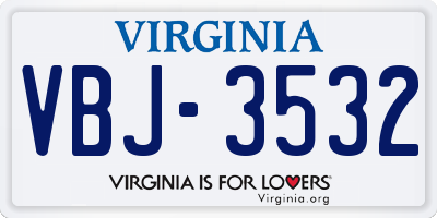 VA license plate VBJ3532