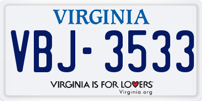 VA license plate VBJ3533