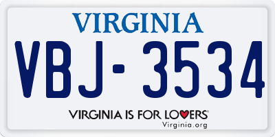 VA license plate VBJ3534