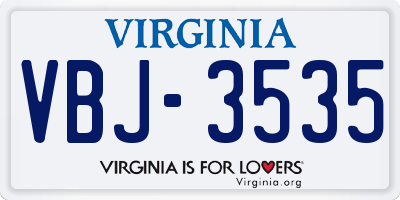 VA license plate VBJ3535