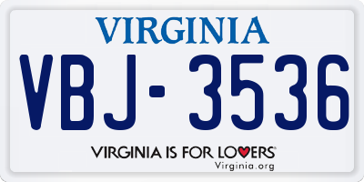 VA license plate VBJ3536