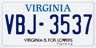 VA license plate VBJ3537