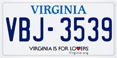 VA license plate VBJ3539