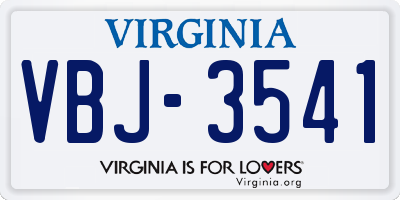VA license plate VBJ3541
