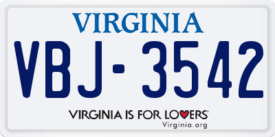 VA license plate VBJ3542