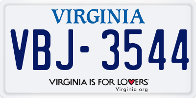 VA license plate VBJ3544