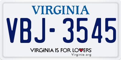 VA license plate VBJ3545