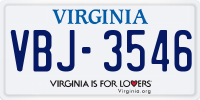 VA license plate VBJ3546