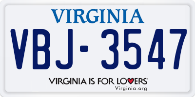 VA license plate VBJ3547
