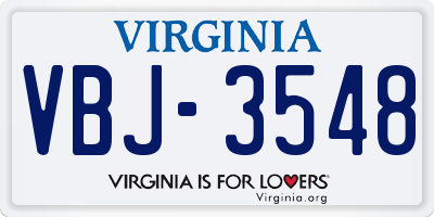 VA license plate VBJ3548