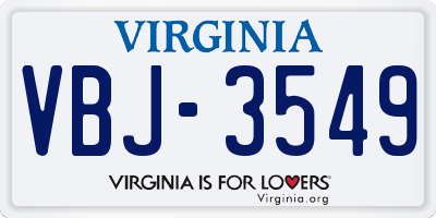 VA license plate VBJ3549