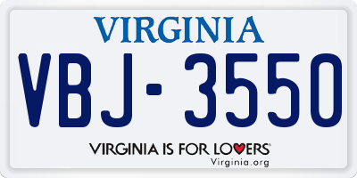 VA license plate VBJ3550