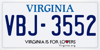 VA license plate VBJ3552