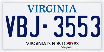 VA license plate VBJ3553